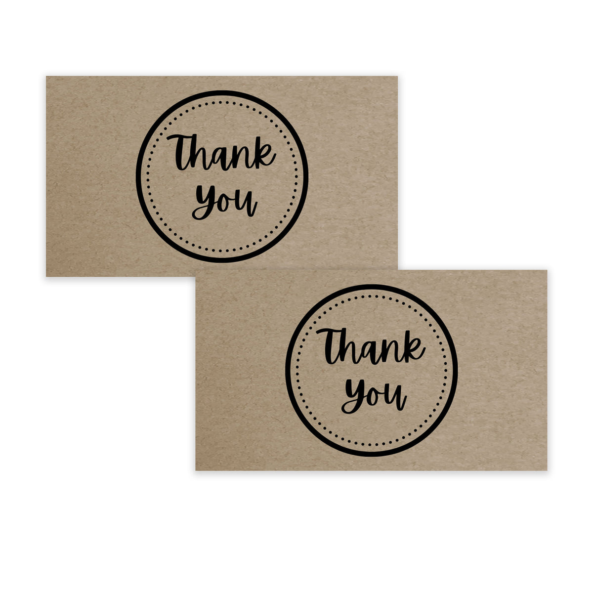 Kraft Thank You Notecards - Business Card Size - Small 3.5&quot; x 2&quot; Card -  100 Cards