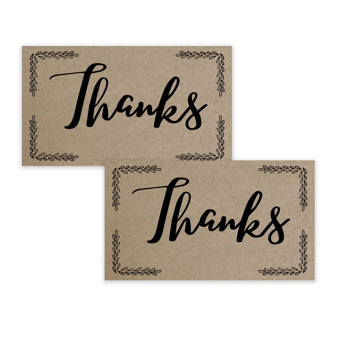 Kraft Thank You Notecards - Business Card Size - Small 3.5&quot; x 2&quot; Card -  100 Cards