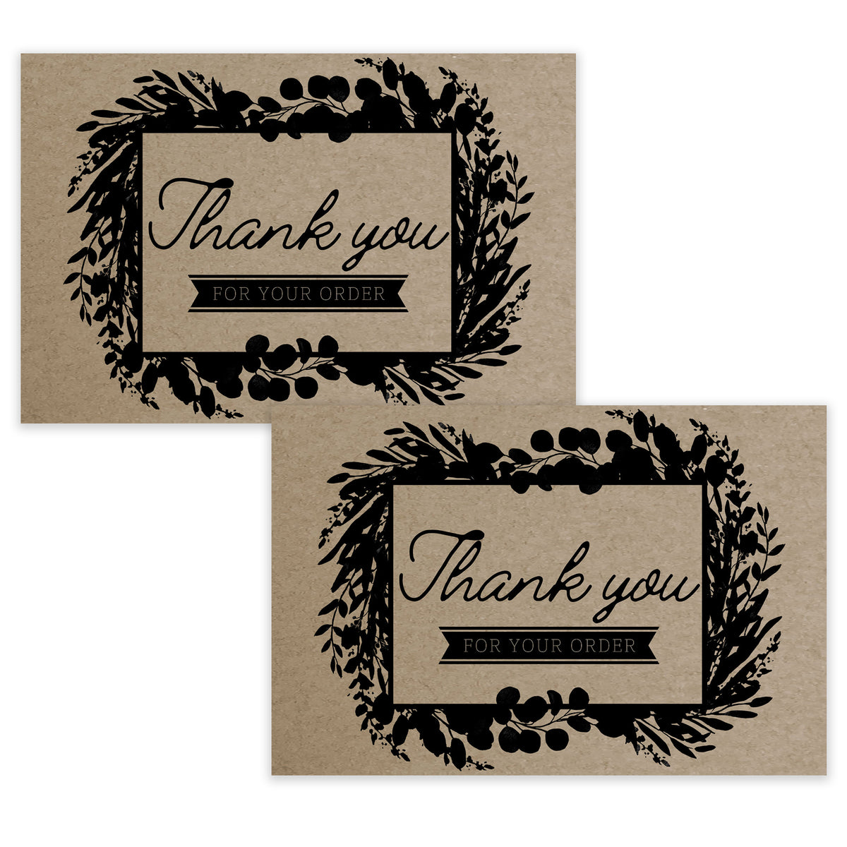 Pre-Printed KRAFT Thank you Cards on 4x6 Discount Card Stock - 50 pack