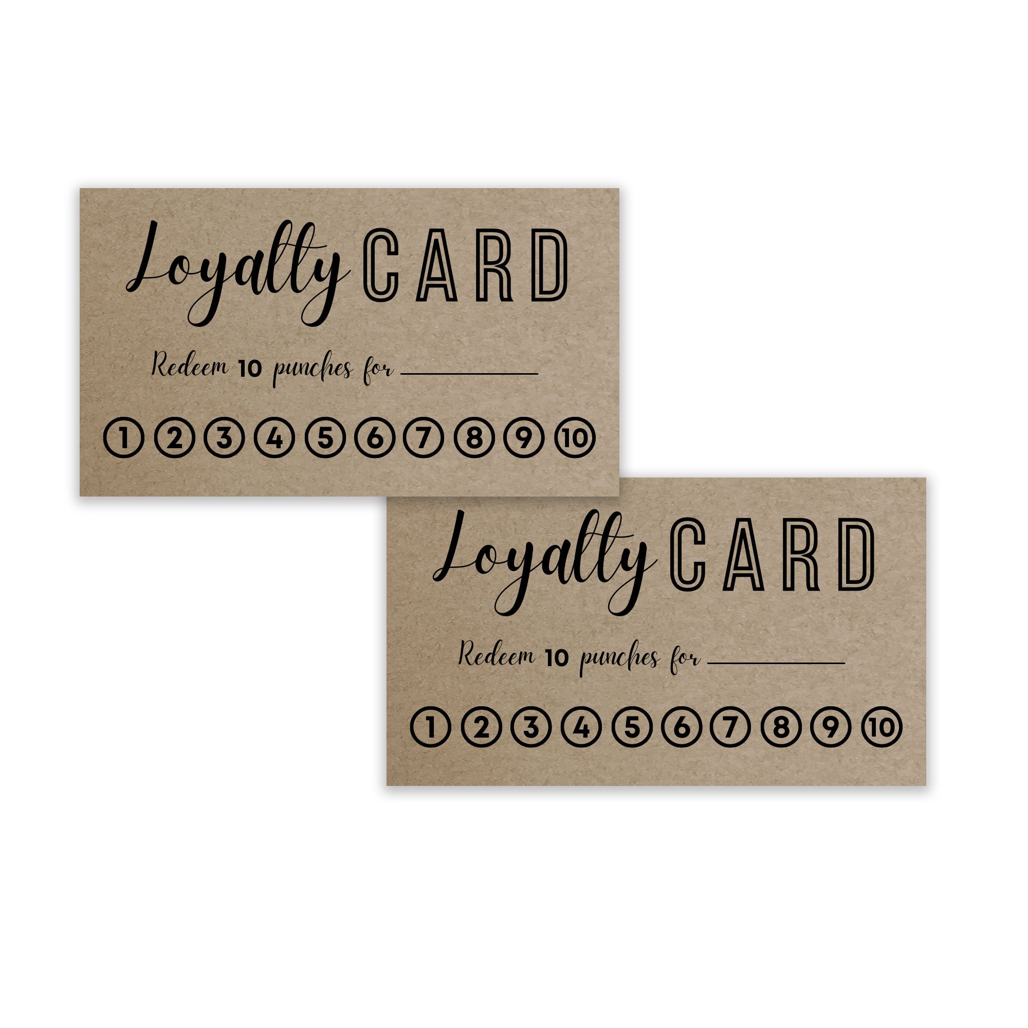 Pre-Printed Business card size Punch-Loyalty cards for small