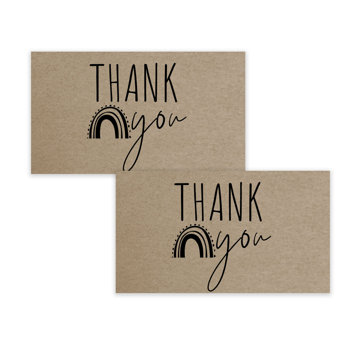 Kraft Thank You Notecards - Business Card Size - Small 3.5&quot; x 2&quot; Card -  100 Cards