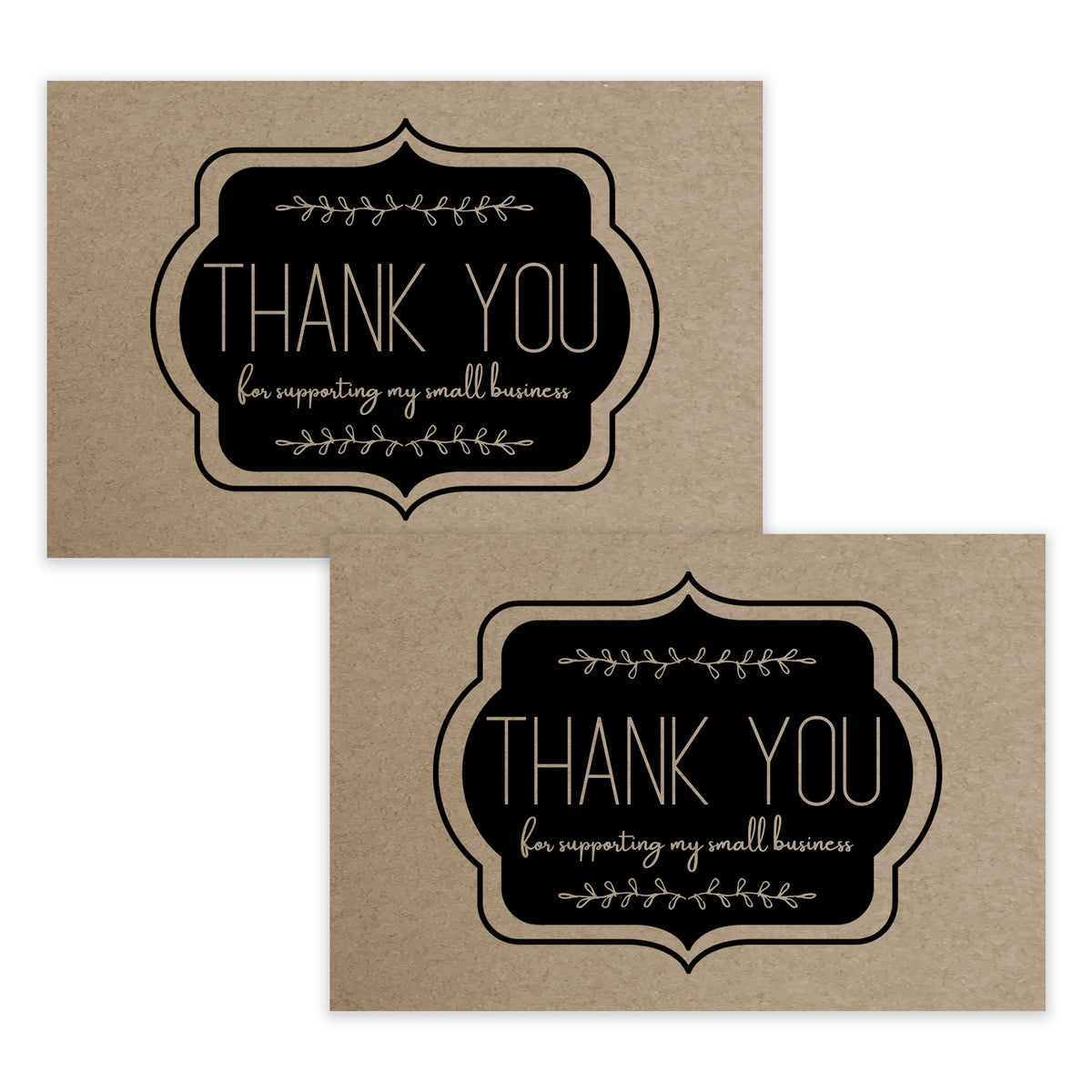 Pre-Printed KRAFT Thank you Cards on 4x6 Discount Card Stock - 50 pack