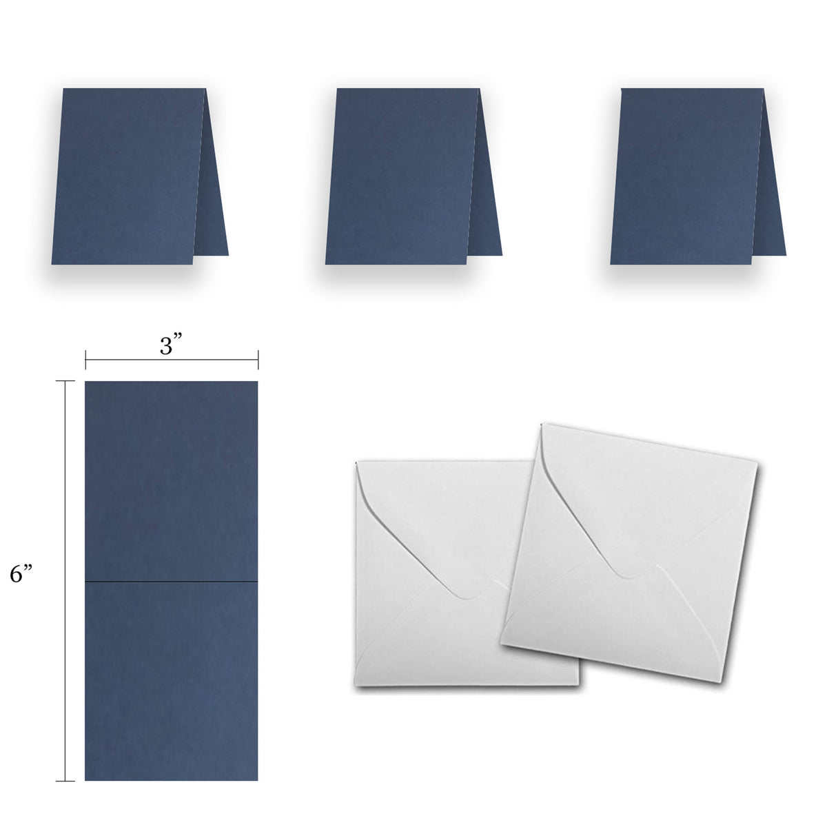 Blank Navy 3x3 Folded Discount Card Stock and Envelopes
