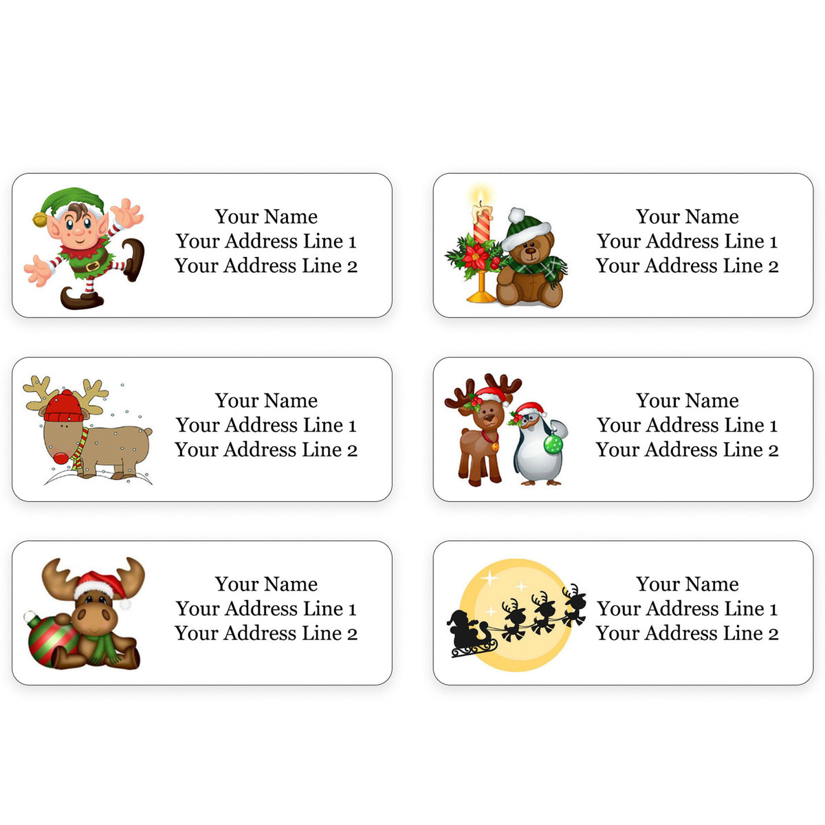 Personalized Christmas Theme Return Address Labels for Holiday Envelopes