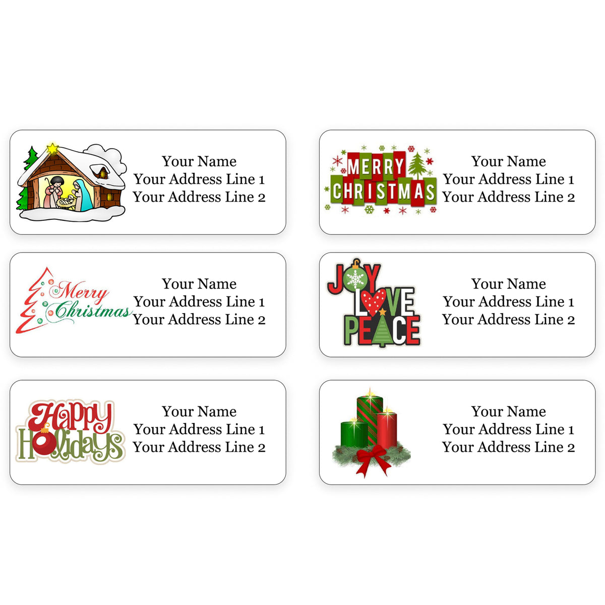 Personalized Christmas Theme Return Address Labels for Holiday Envelopes