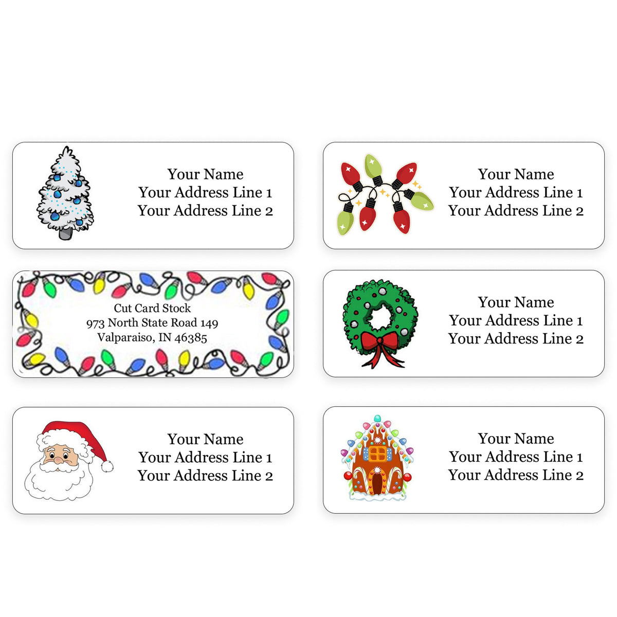 Personalized Christmas Theme Return Address Labels for Holiday Envelopes