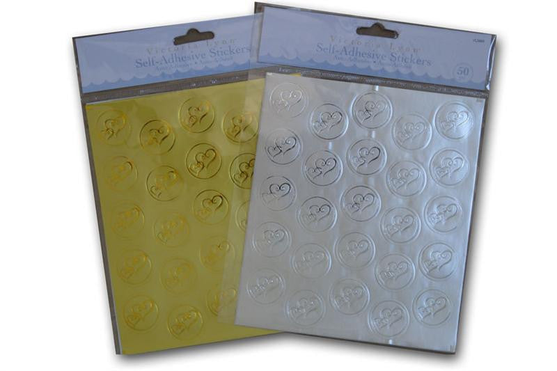 Victoria Lynn DOUBLE HEART foil self adhesive Sticker Seals - 50 count -  CutCardStock