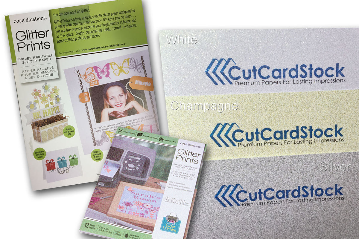Core&#39;dinations InkJet Printable Glitter 8.5x11 SILVER Card Stock - 12 sheets