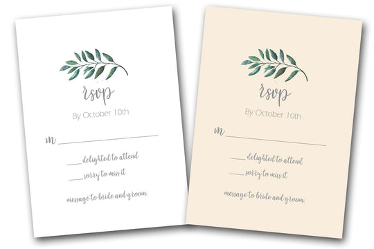 Leaf Greenery A1 RSVP cards for DIY Invitations
