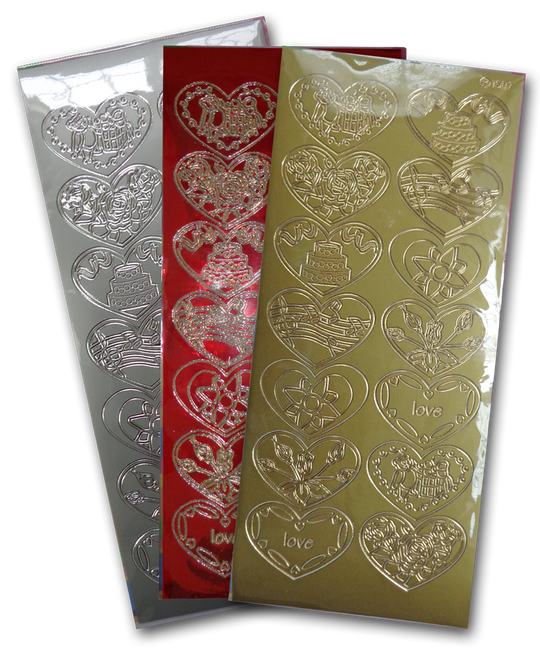 Wedding Hearts - Outline stickers - 1 sheet