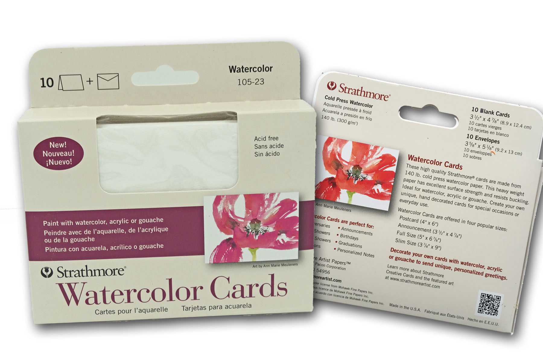 Watercolor Greeting Cards w/ Envelope (10 Pack)
